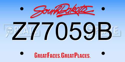 Z77059B South Dakota License Plate