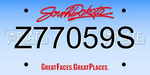 Z77059S South Dakota License Plate