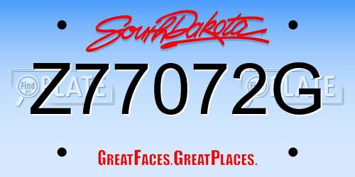 Z77072G South Dakota License Plate