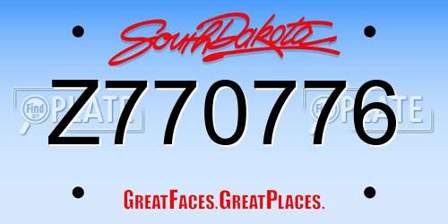 Z770776 South Dakota License Plate
