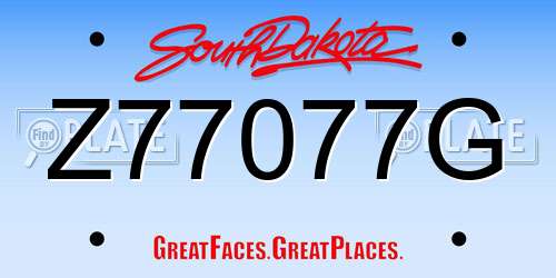 Z77077G South Dakota License Plate
