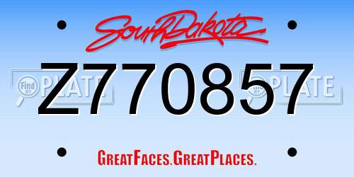 Z770857 South Dakota License Plate