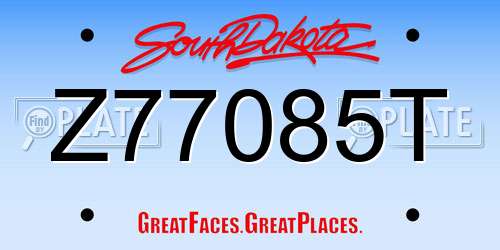 Z77085T South Dakota License Plate