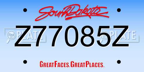 Z77085Z South Dakota License Plate