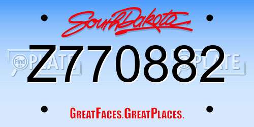 Z770882 South Dakota License Plate