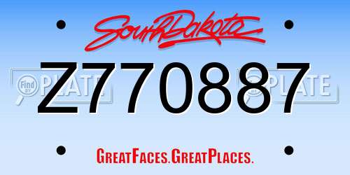 Z770887 South Dakota License Plate