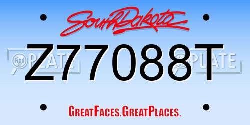Z77088T South Dakota License Plate