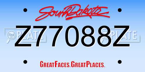Z77088Z South Dakota License Plate