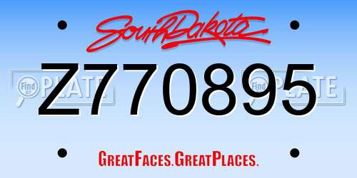 Z770895 South Dakota License Plate