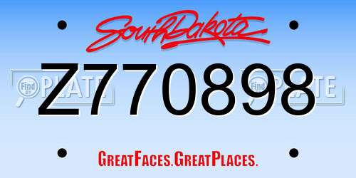 Z770898 South Dakota License Plate