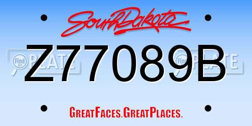 Z77089B South Dakota License Plate