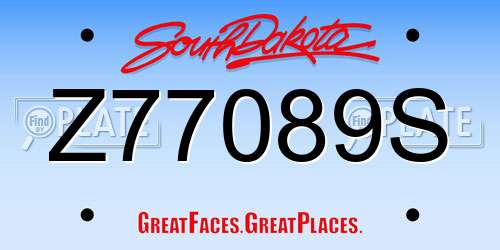 Z77089S South Dakota License Plate