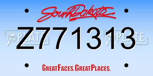 Z771313 South Dakota License Plate