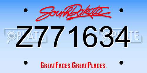 Z771634 South Dakota License Plate
