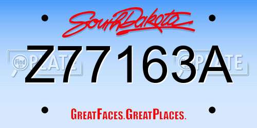 Z77163A South Dakota License Plate
