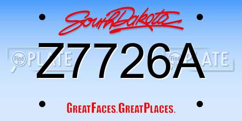 Z7726A South Dakota License Plate