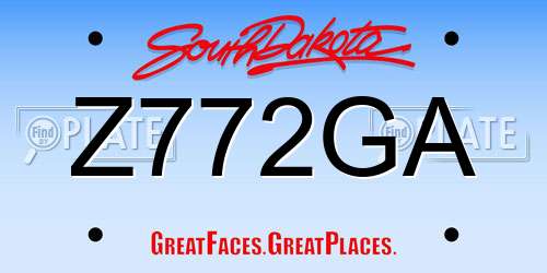 Z772GA South Dakota License Plate
