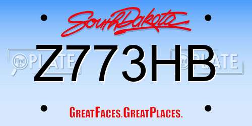 Z773HB South Dakota License Plate