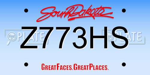 Z773HS South Dakota License Plate