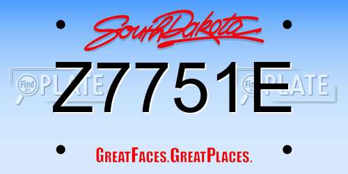 Z7751E South Dakota License Plate