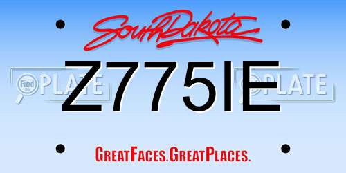 Z775IE South Dakota License Plate