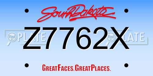 Z7762X South Dakota License Plate