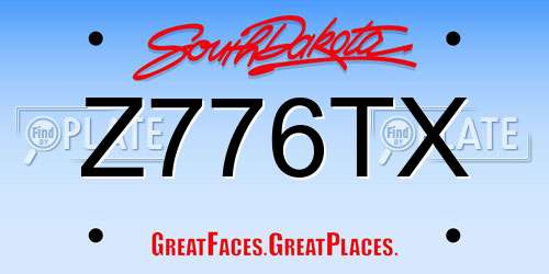 Z776TX South Dakota License Plate