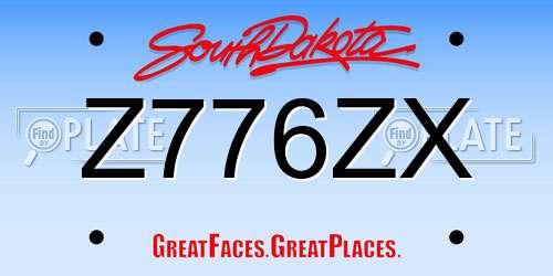 Z776ZX South Dakota License Plate