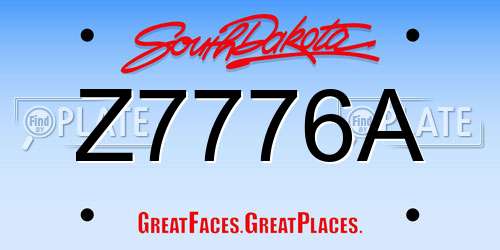 Z7776A South Dakota License Plate