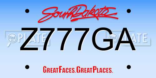 Z777GA South Dakota License Plate