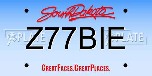 Z77BIE South Dakota License Plate