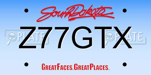 Z77GTX South Dakota License Plate