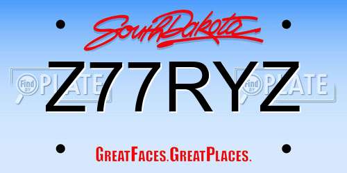 Z77RYZ South Dakota License Plate