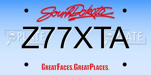 Z77XTA South Dakota License Plate