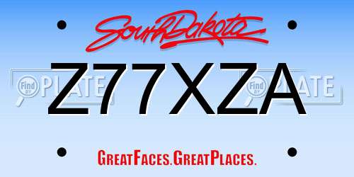 Z77XZA South Dakota License Plate
