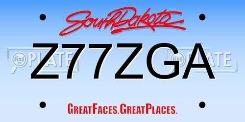 Z77ZGA South Dakota License Plate