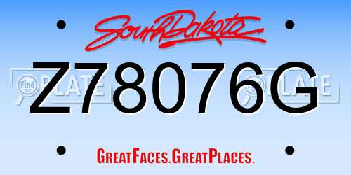 Z78076G South Dakota License Plate