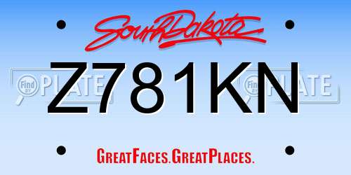 Z781KN South Dakota License Plate
