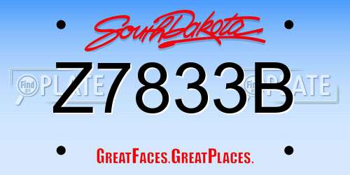 Z7833B South Dakota License Plate