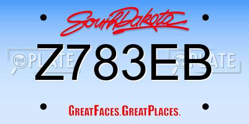 Z783EB South Dakota License Plate