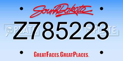 Z785223 South Dakota License Plate