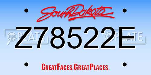 Z78522E South Dakota License Plate