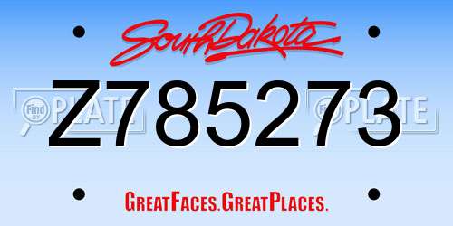 Z785273 South Dakota License Plate