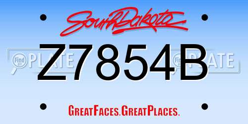 Z7854B South Dakota License Plate