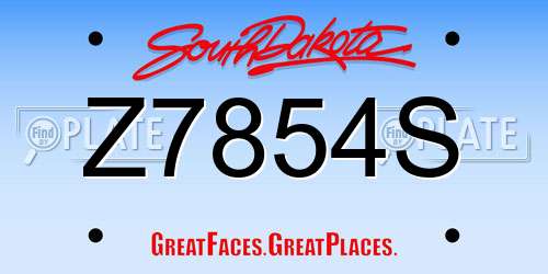 Z7854S South Dakota License Plate