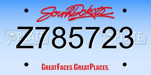 Z785723 South Dakota License Plate