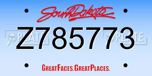 Z785773 South Dakota License Plate