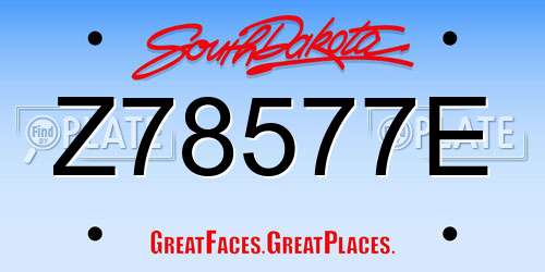 Z78577E South Dakota License Plate