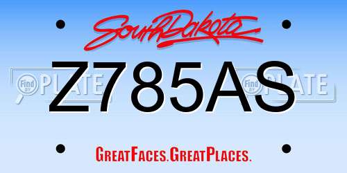 Z785AS South Dakota License Plate