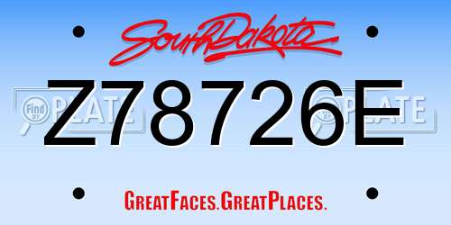 Z78726E South Dakota License Plate